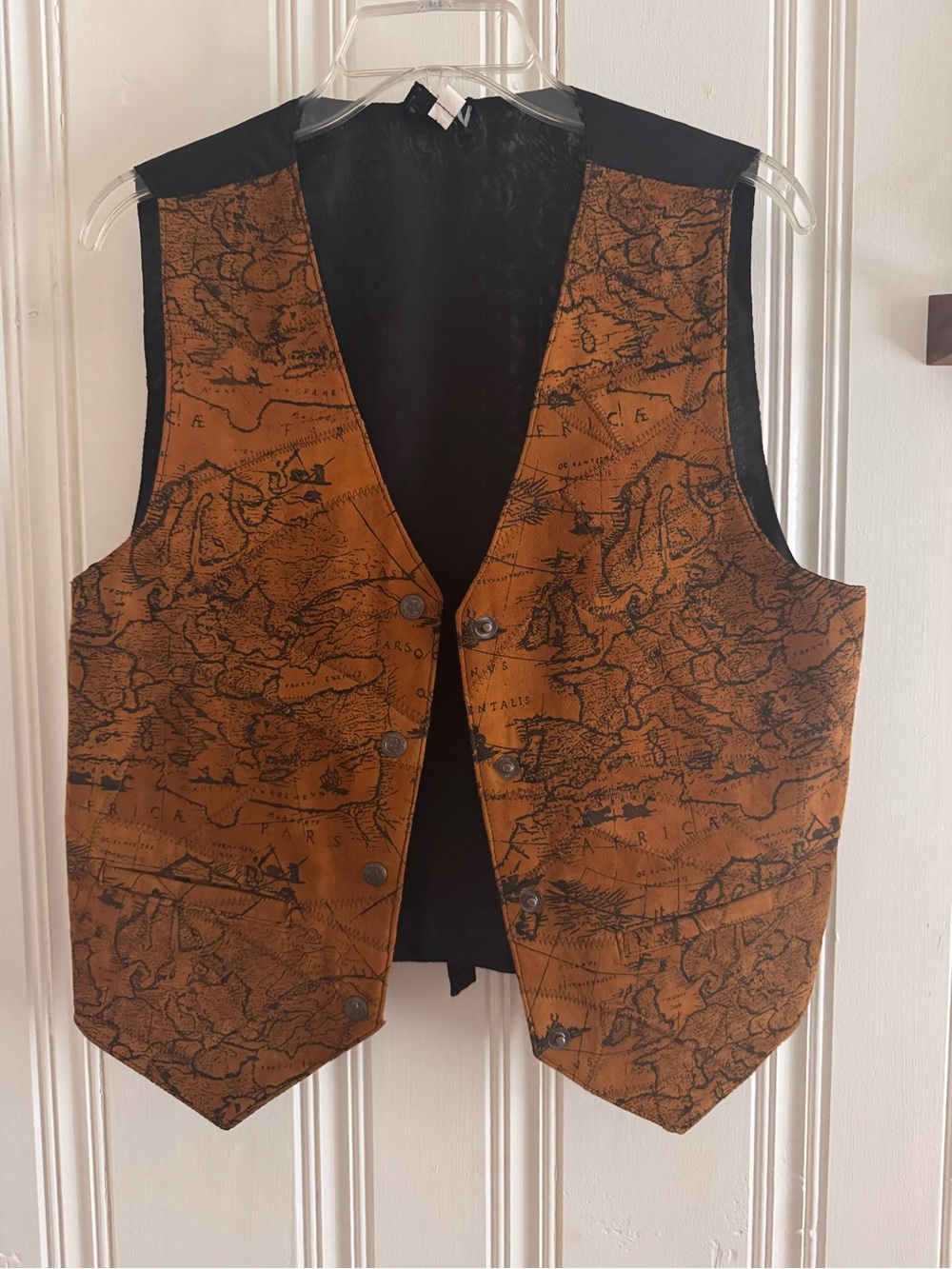 Women’s Leather Map-Print Vest - Unbranded